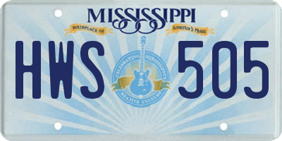 MS license plate HWS505