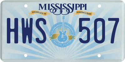 MS license plate HWS507