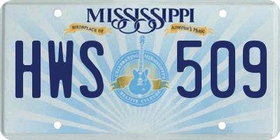 MS license plate HWS509