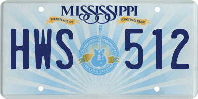 MS license plate HWS512