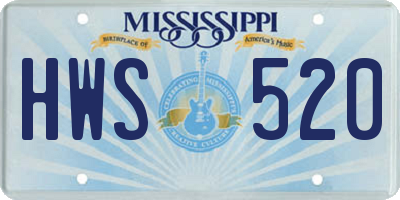 MS license plate HWS520