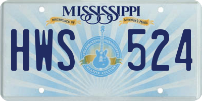 MS license plate HWS524