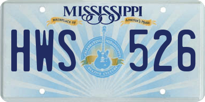 MS license plate HWS526