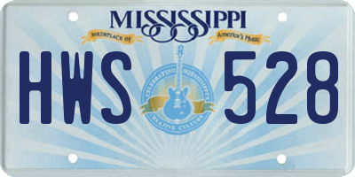 MS license plate HWS528