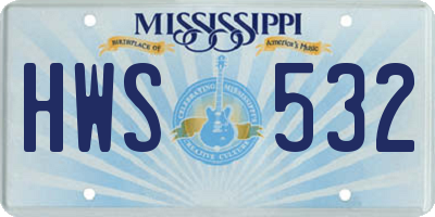 MS license plate HWS532