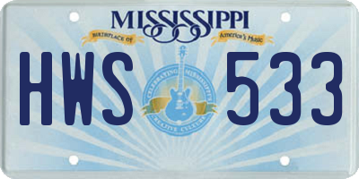 MS license plate HWS533