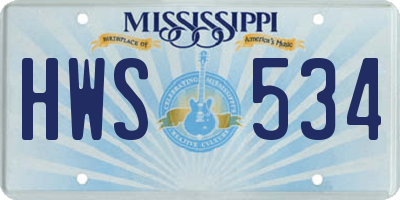MS license plate HWS534
