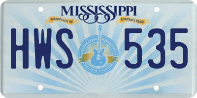 MS license plate HWS535