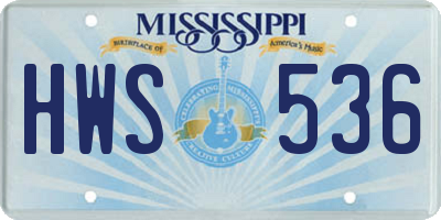 MS license plate HWS536