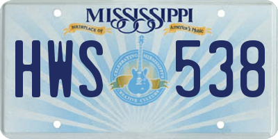 MS license plate HWS538