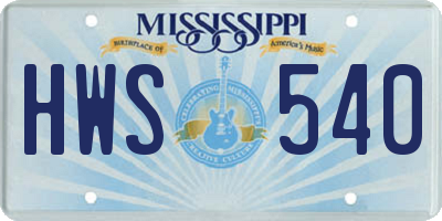 MS license plate HWS540
