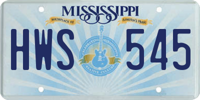 MS license plate HWS545