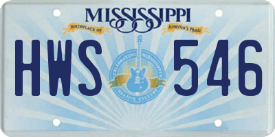 MS license plate HWS546