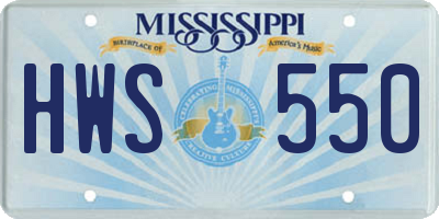 MS license plate HWS550