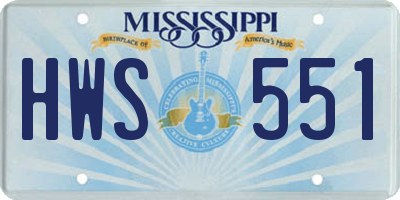 MS license plate HWS551