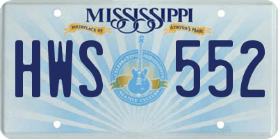 MS license plate HWS552