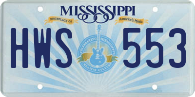 MS license plate HWS553