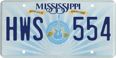 MS license plate HWS554