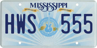 MS license plate HWS555