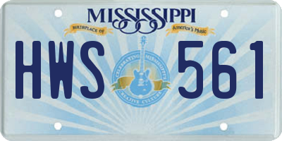 MS license plate HWS561