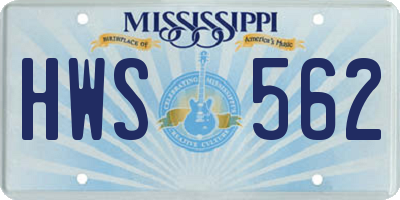 MS license plate HWS562