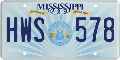 MS license plate HWS578