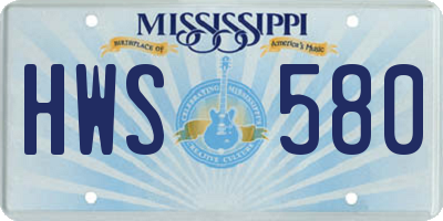 MS license plate HWS580