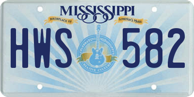 MS license plate HWS582