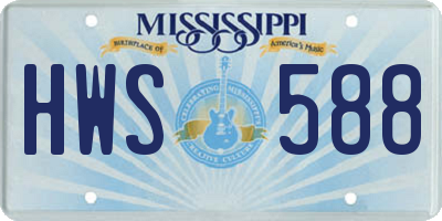 MS license plate HWS588