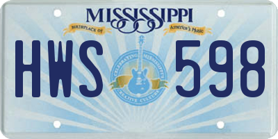 MS license plate HWS598