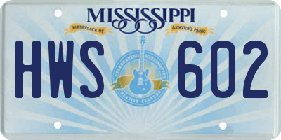 MS license plate HWS602