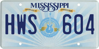 MS license plate HWS604