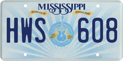 MS license plate HWS608
