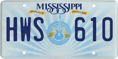 MS license plate HWS610