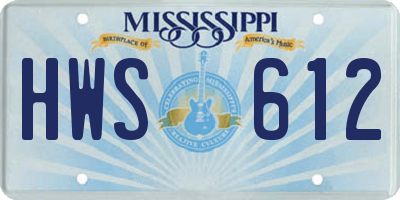 MS license plate HWS612