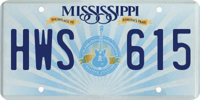 MS license plate HWS615