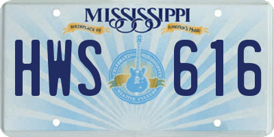 MS license plate HWS616