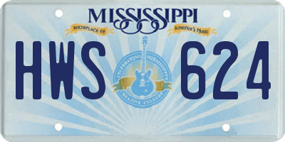 MS license plate HWS624
