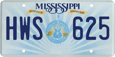 MS license plate HWS625