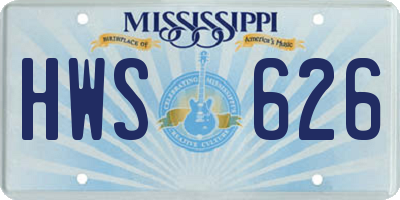 MS license plate HWS626