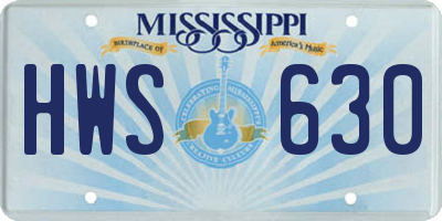 MS license plate HWS630