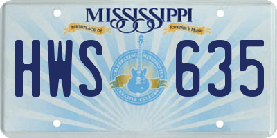 MS license plate HWS635