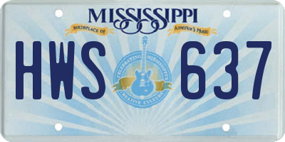 MS license plate HWS637