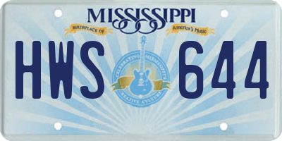 MS license plate HWS644