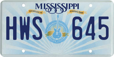 MS license plate HWS645
