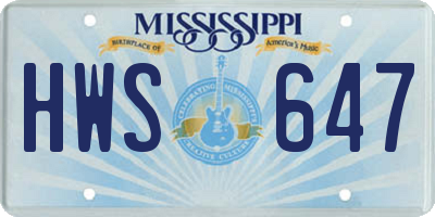 MS license plate HWS647