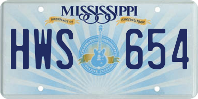 MS license plate HWS654