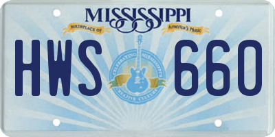 MS license plate HWS660