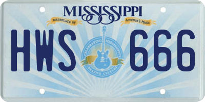 MS license plate HWS666