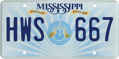 MS license plate HWS667